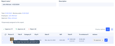 Manager view of employee reports