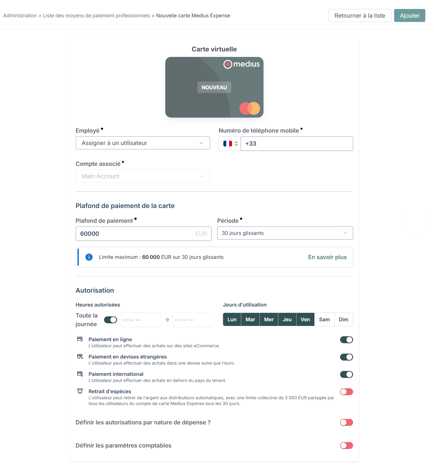 Nouvelle carte de paiement