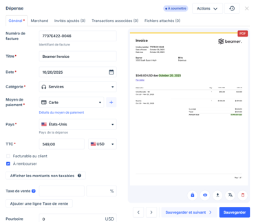 Détails des dépenses