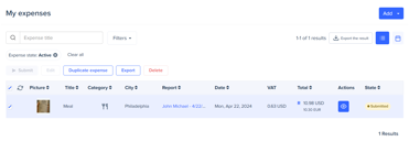 Employee view of report