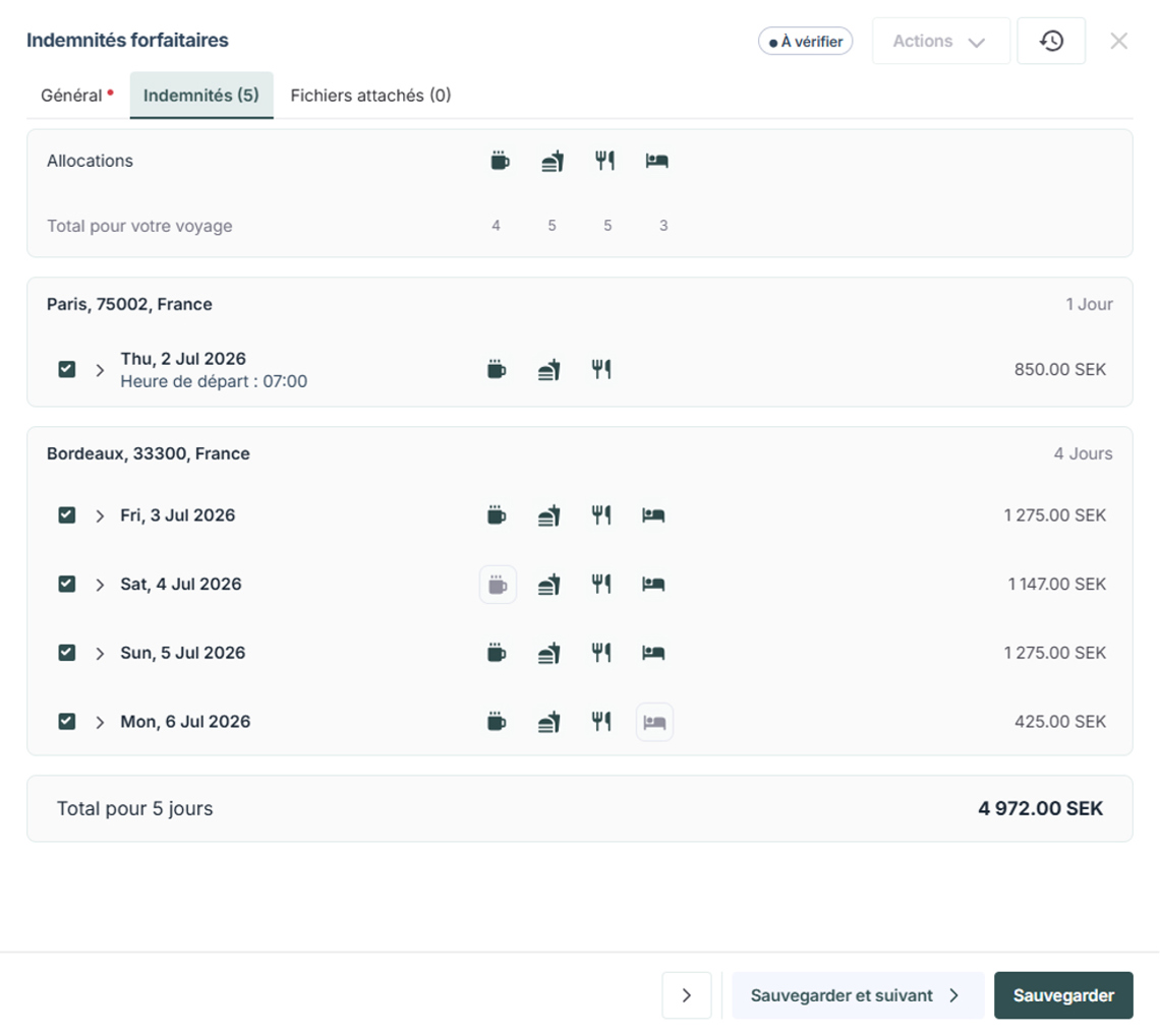 allowances screen