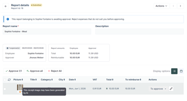 Manager view of employee reports