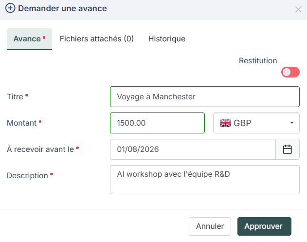 Demander une avance