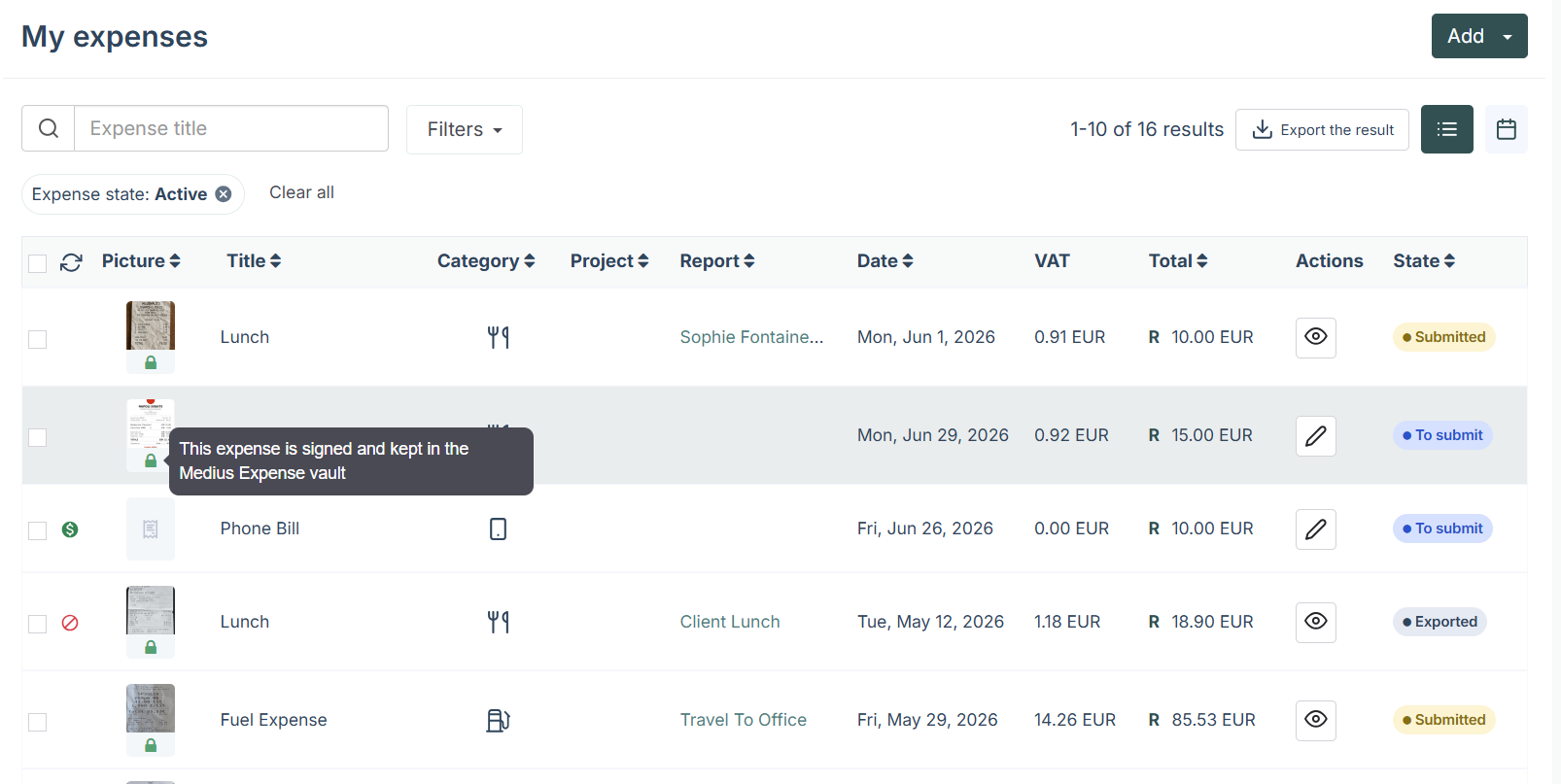 legal archiving in dashboard