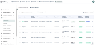 liste des transactions - administrateur