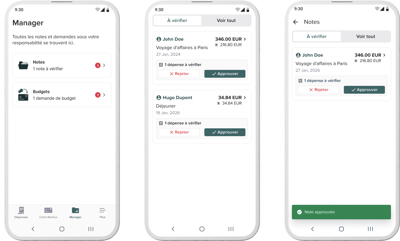 application mobile expliquant comment valider des notes de frais