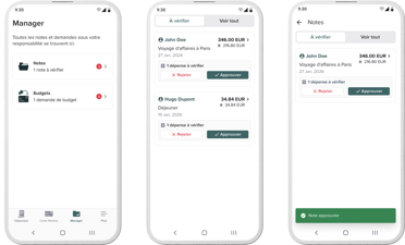 application mobile expliquant comment valider des notes de frais