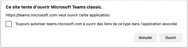 Microsoft Teams dialog prompt